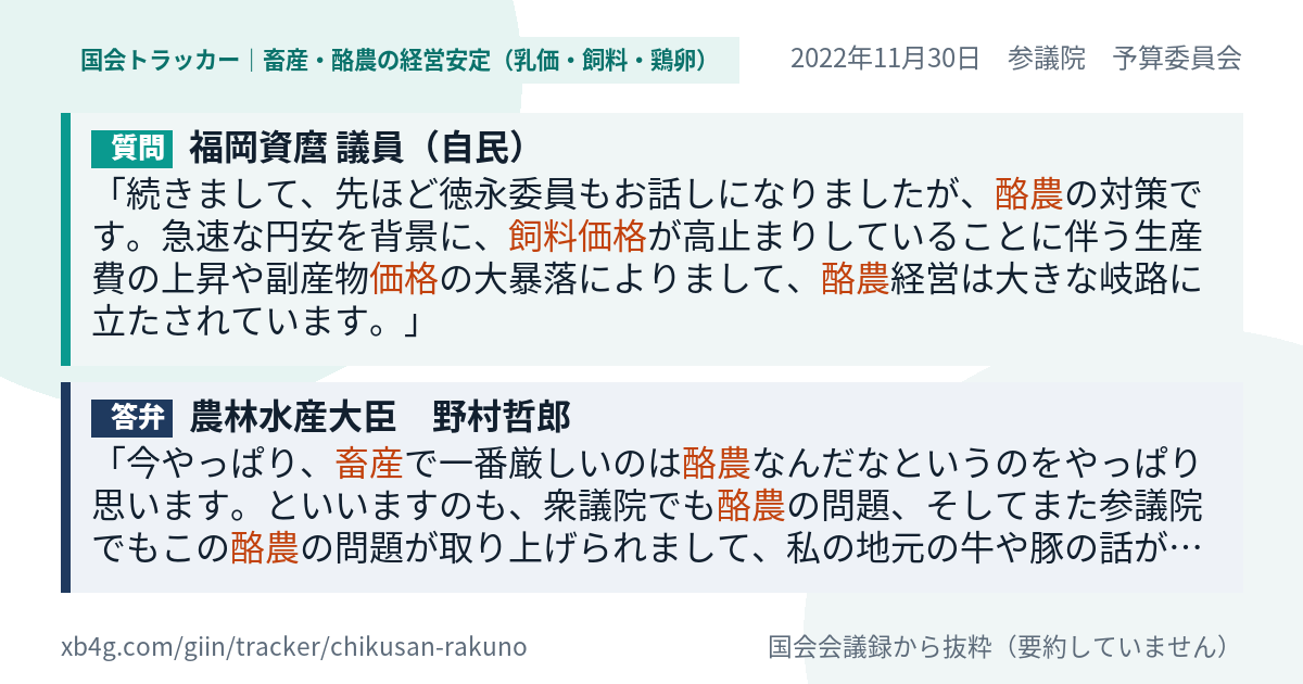 質問と答弁のカード