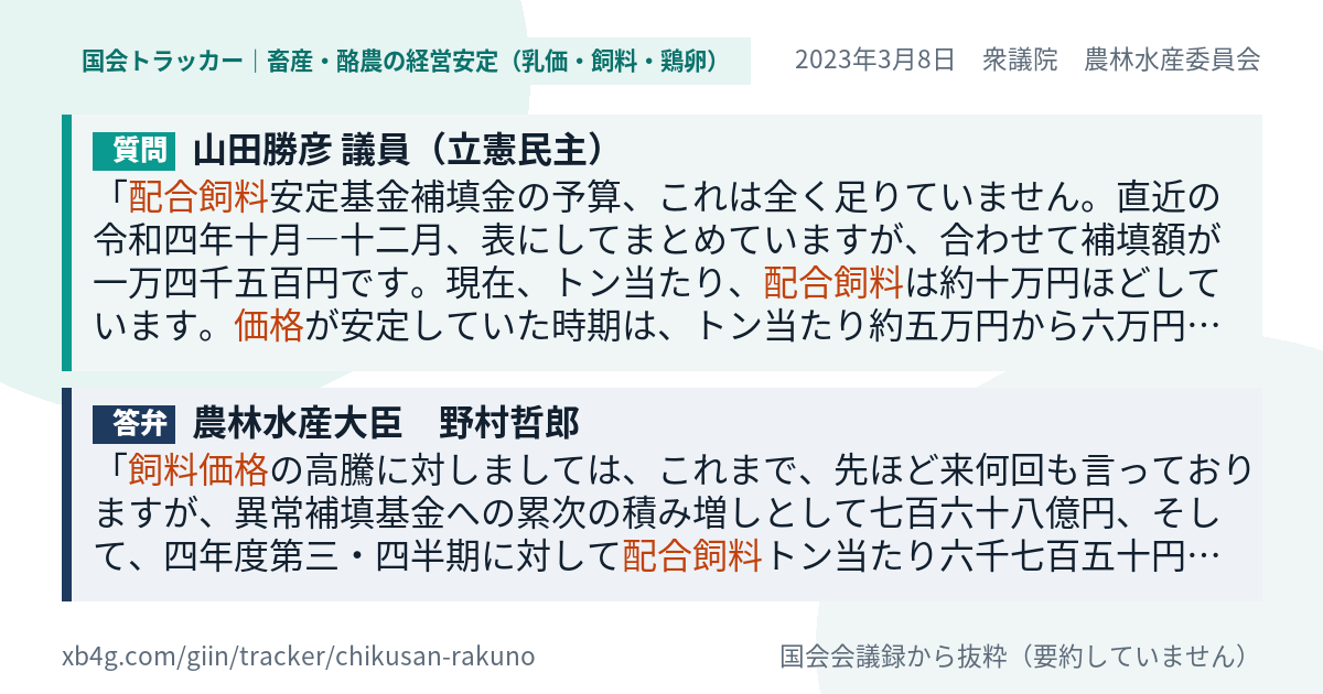 質問と答弁のカード