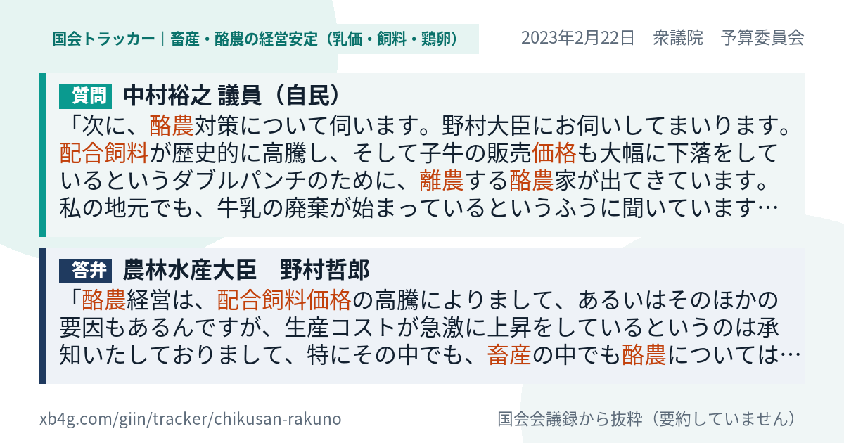質問と答弁のカード