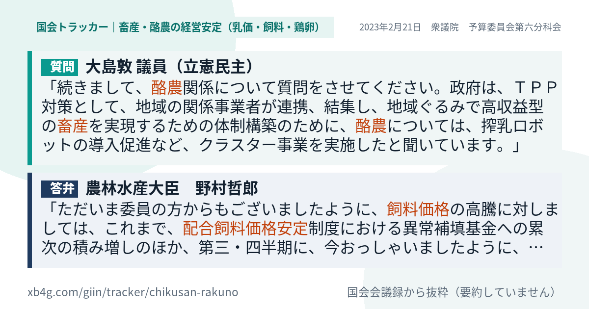 質問と答弁のカード