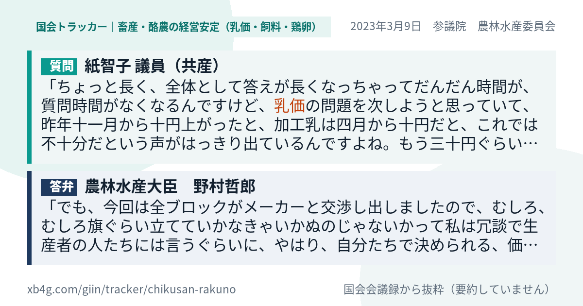 質問と答弁のカード