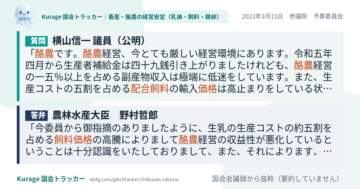 質問と答弁のカード