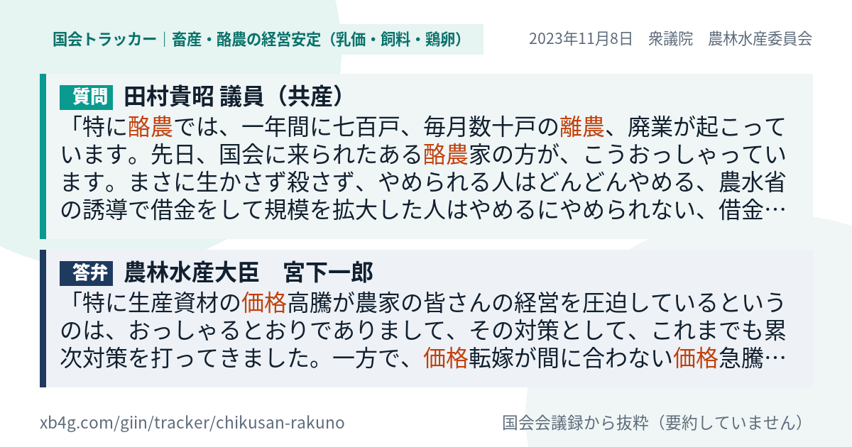 質問と答弁のカード