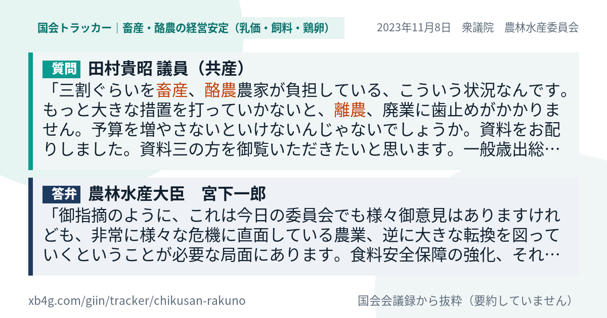 質問と答弁のカード