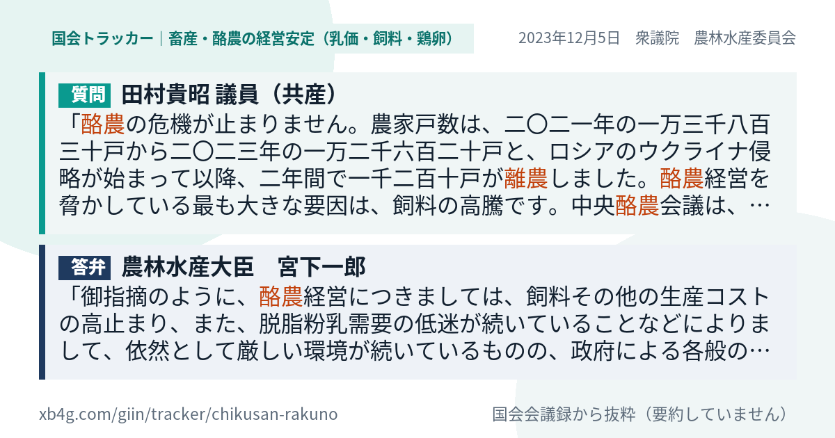 質問と答弁のカード