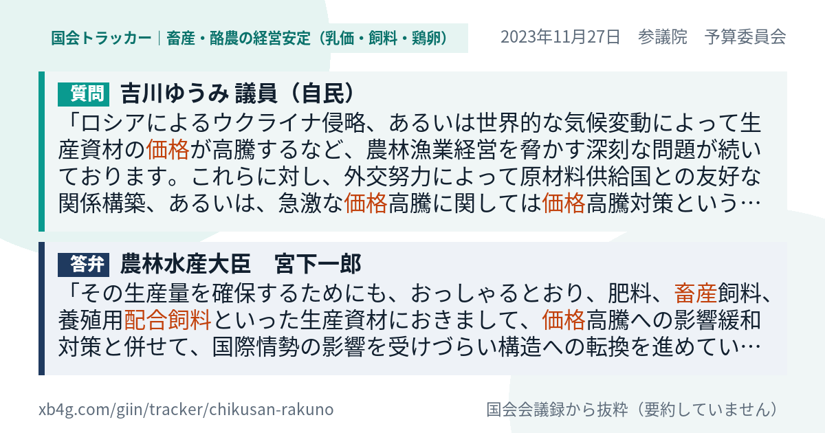 質問と答弁のカード