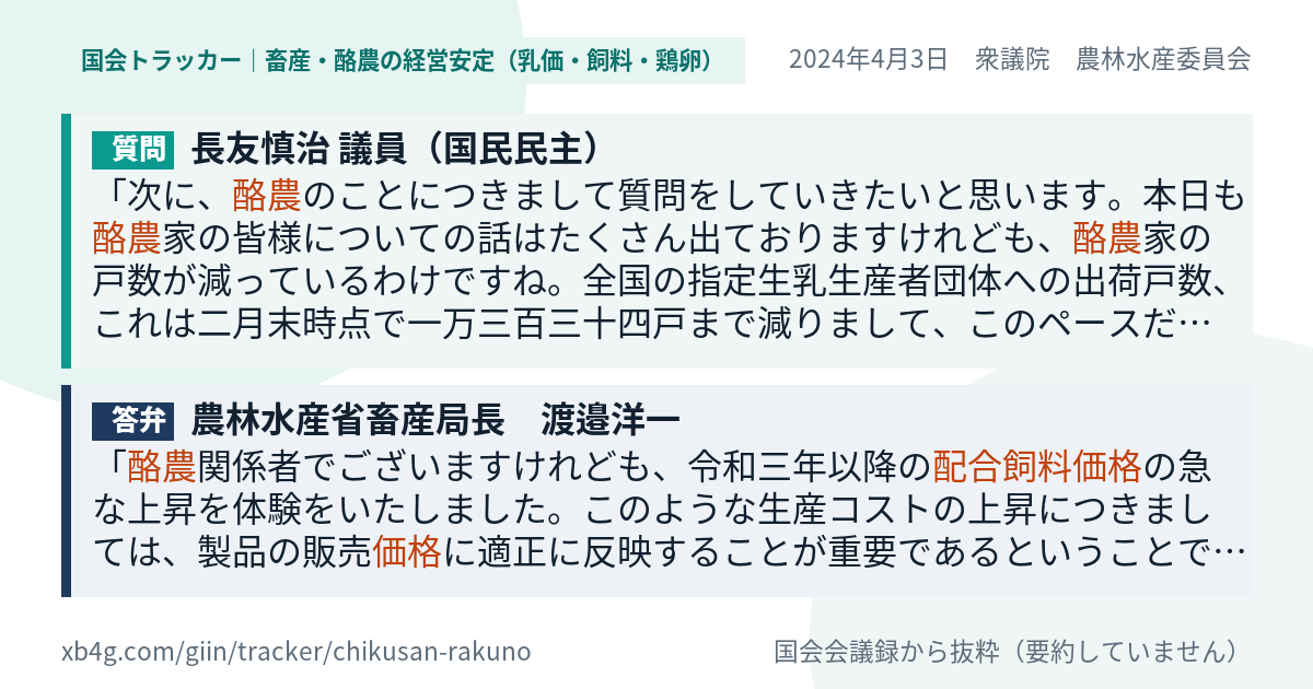 質問と答弁のカード