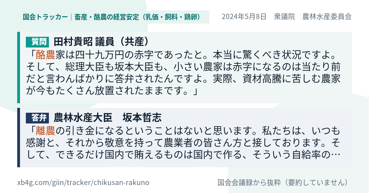 質問と答弁のカード