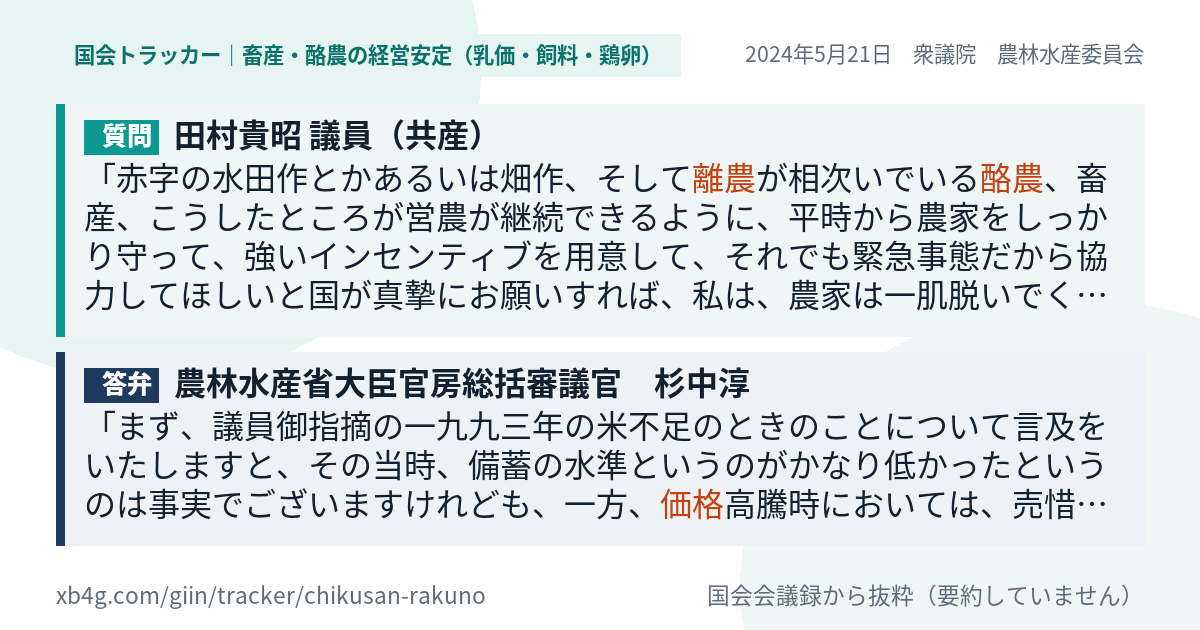 質問と答弁のカード