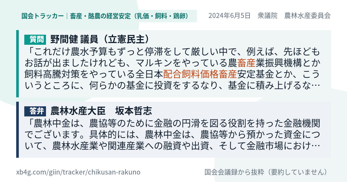 質問と答弁のカード