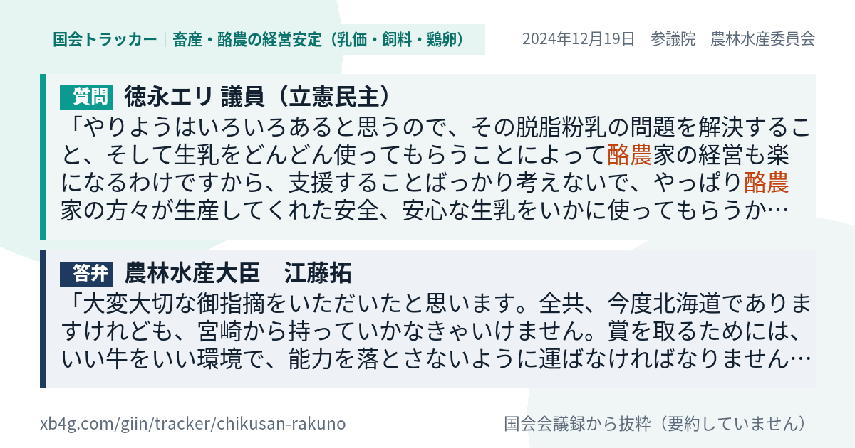質問と答弁のカード