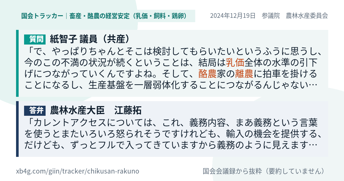 質問と答弁のカード