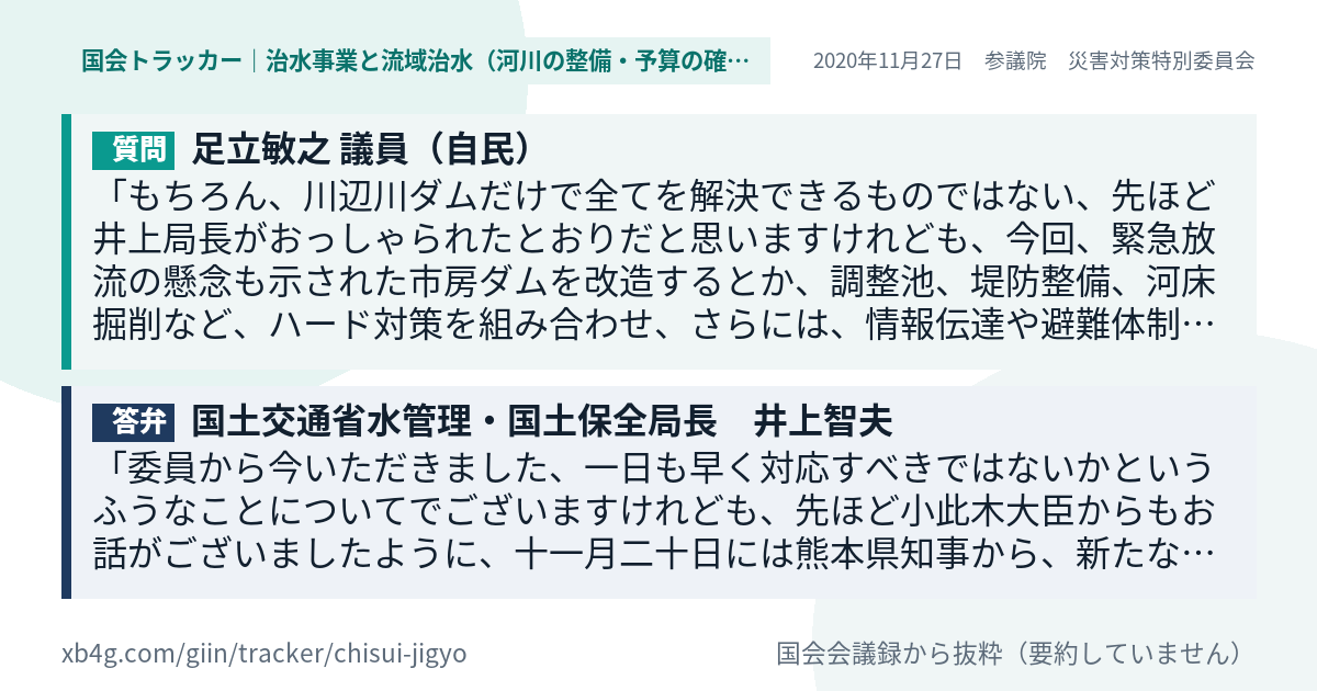 質問と答弁のカード