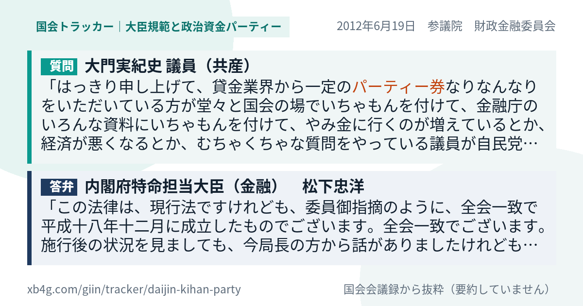 質問と答弁のカード