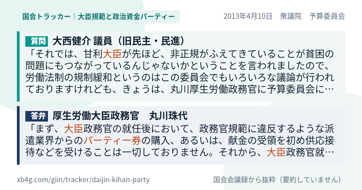 質問と答弁のカード