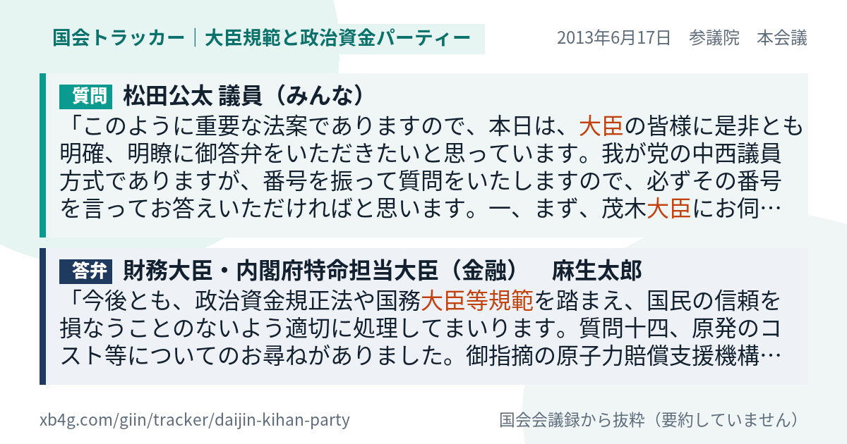 質問と答弁のカード