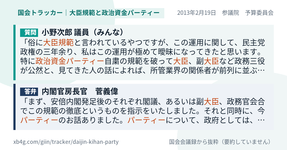 質問と答弁のカード