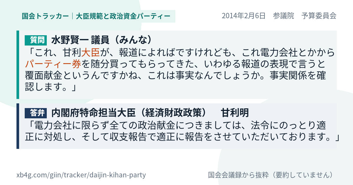 質問と答弁のカード