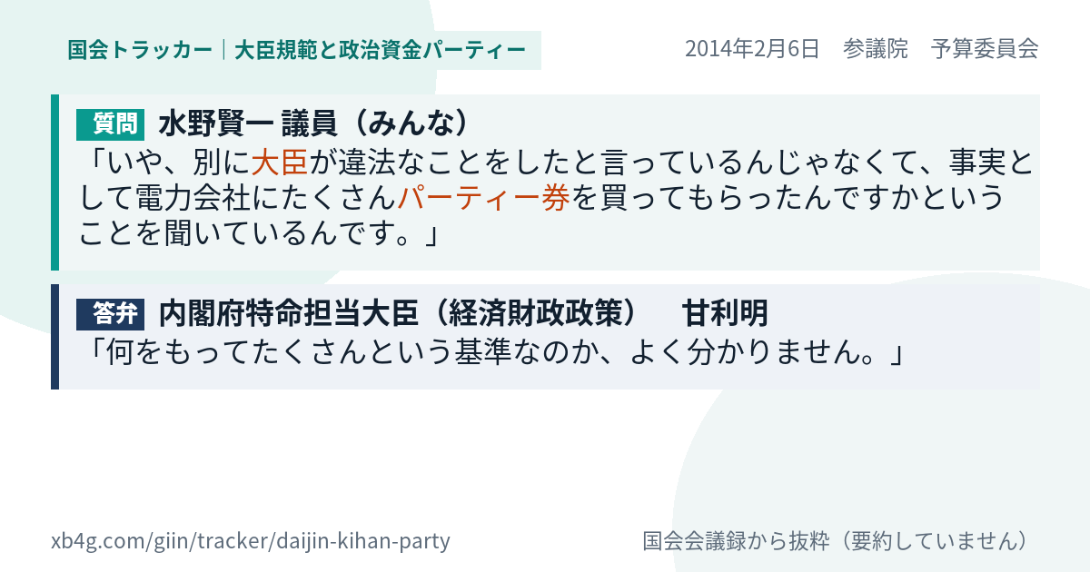 質問と答弁のカード