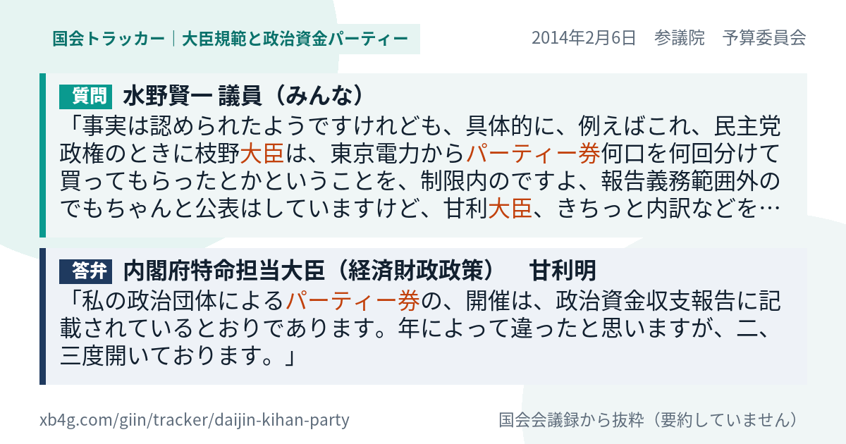 質問と答弁のカード