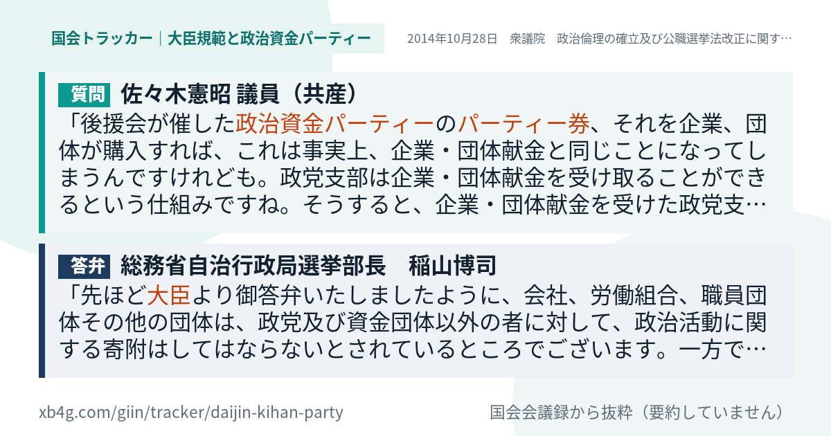 質問と答弁のカード