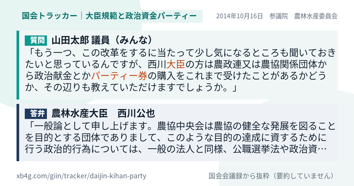 質問と答弁のカード