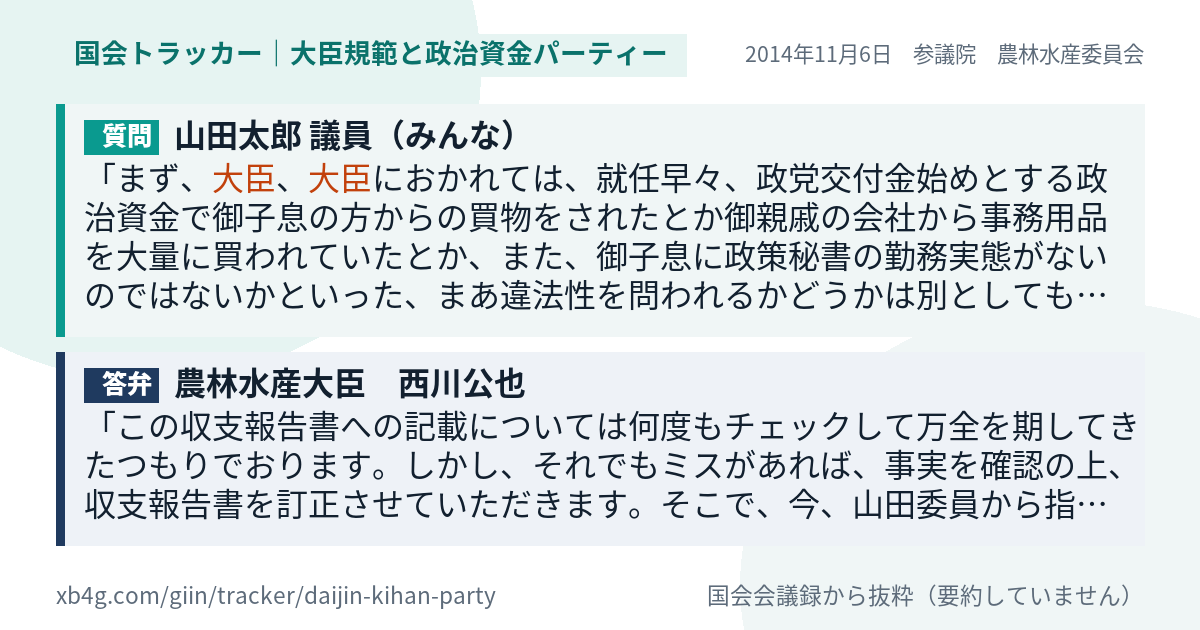 質問と答弁のカード