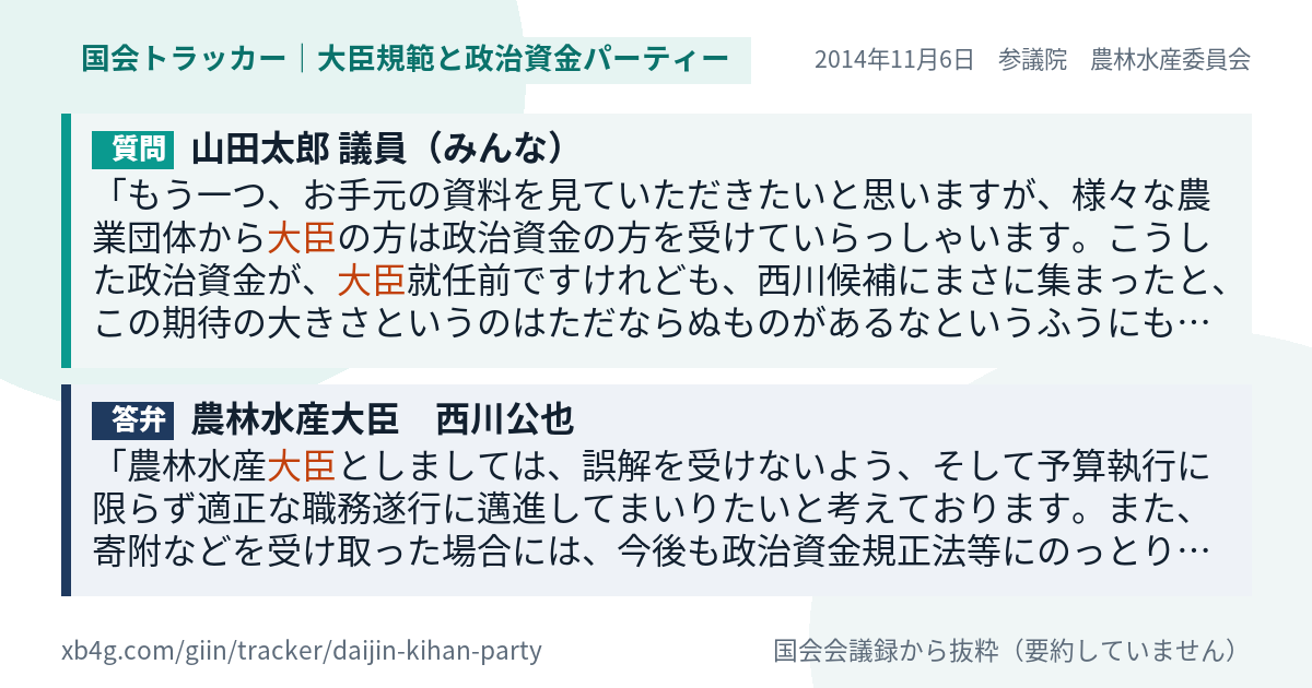 質問と答弁のカード