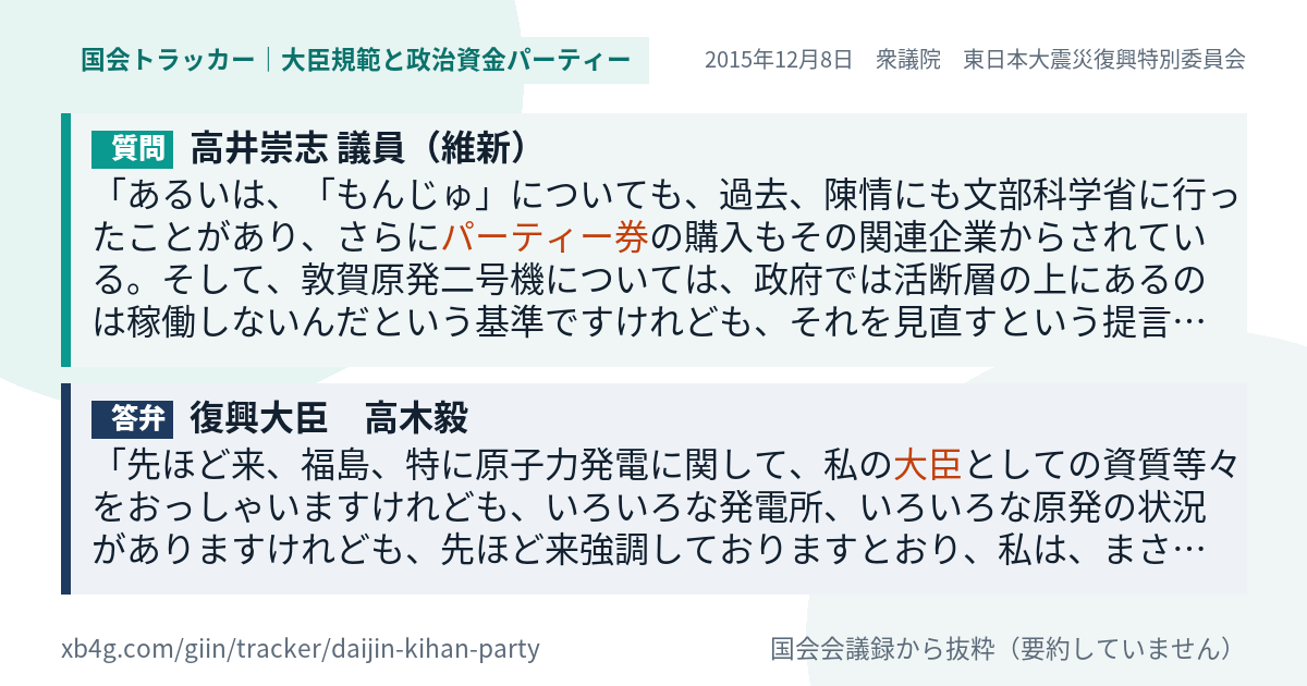 質問と答弁のカード