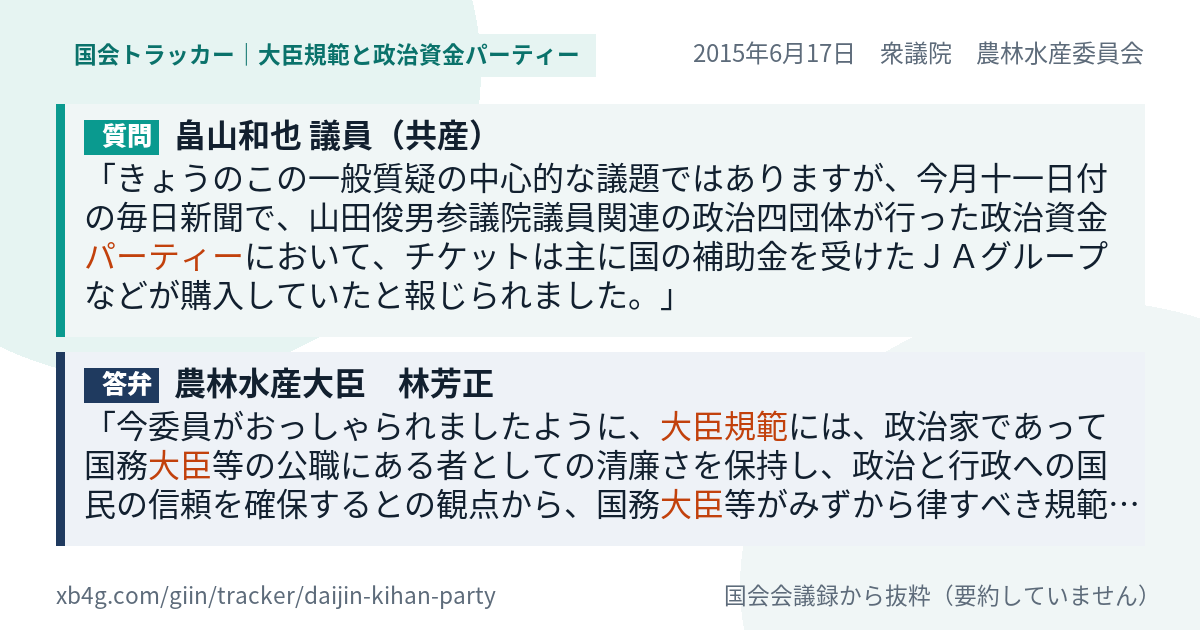 質問と答弁のカード