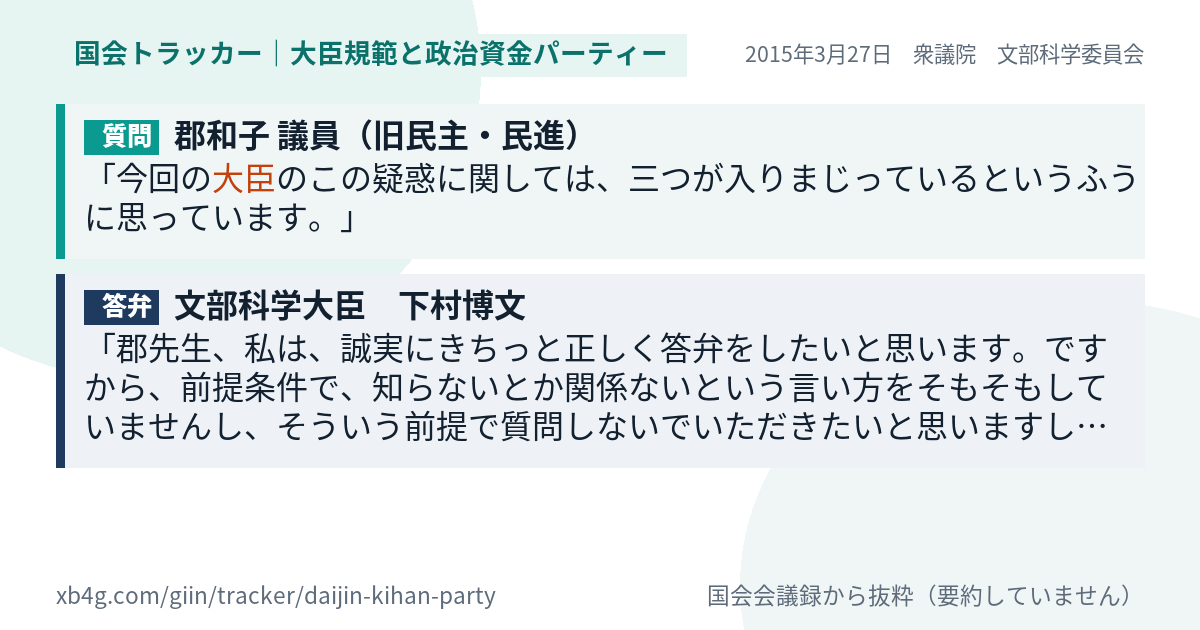質問と答弁のカード