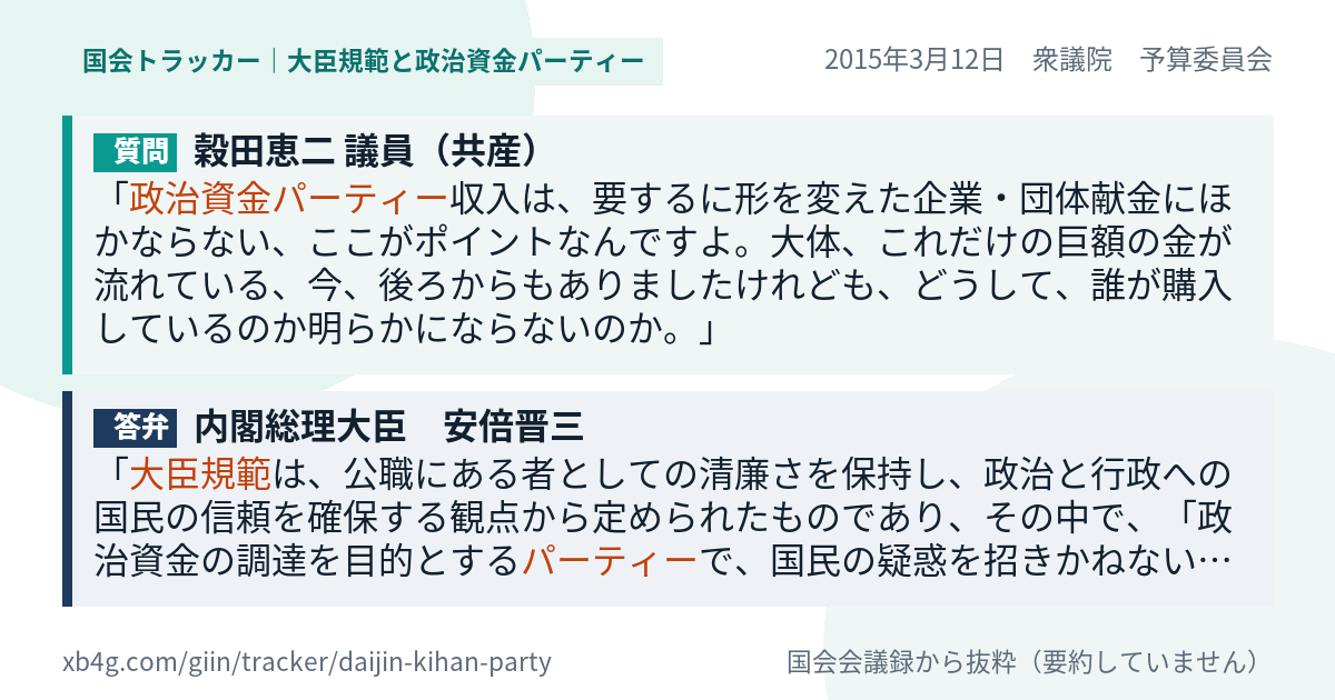 質問と答弁のカード