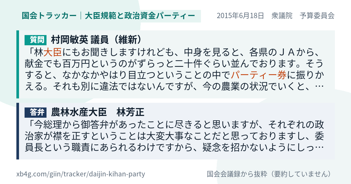 質問と答弁のカード