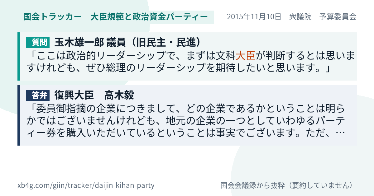 質問と答弁のカード