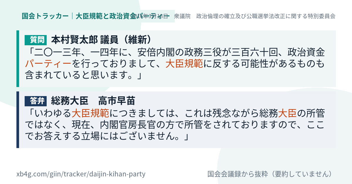 質問と答弁のカード