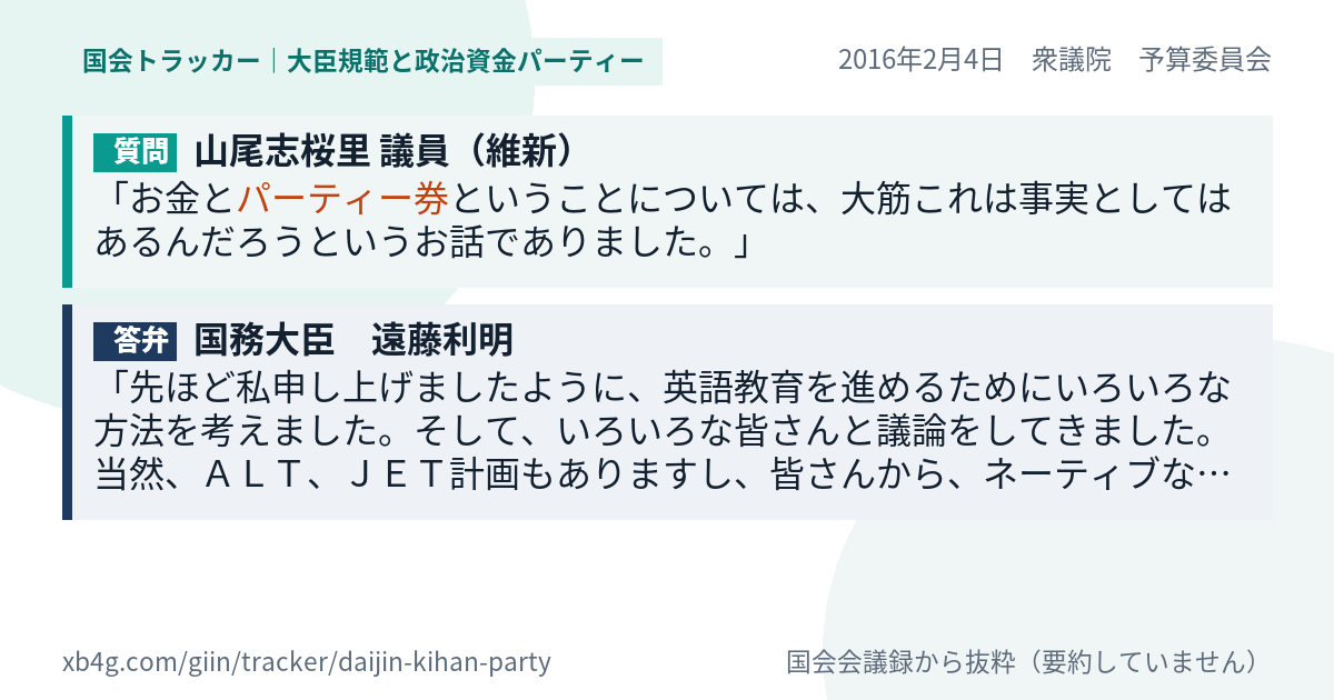 質問と答弁のカード