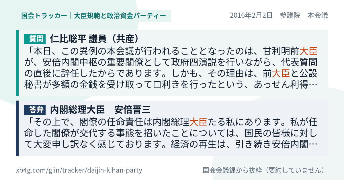 質問と答弁のカード