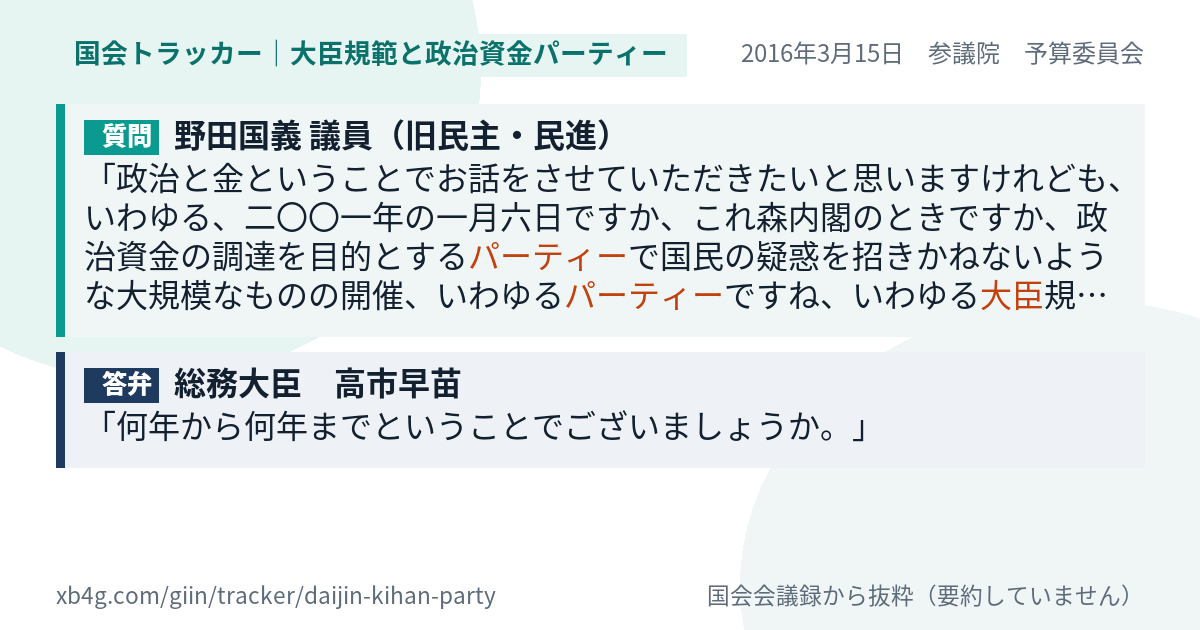 質問と答弁のカード
