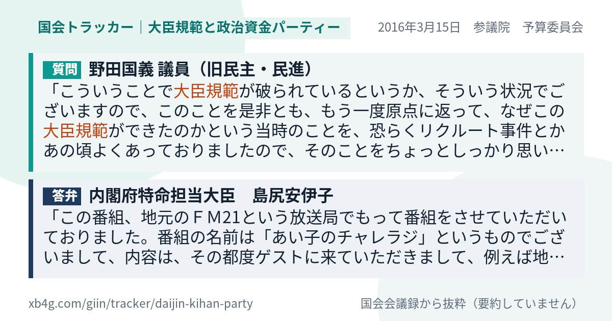 質問と答弁のカード