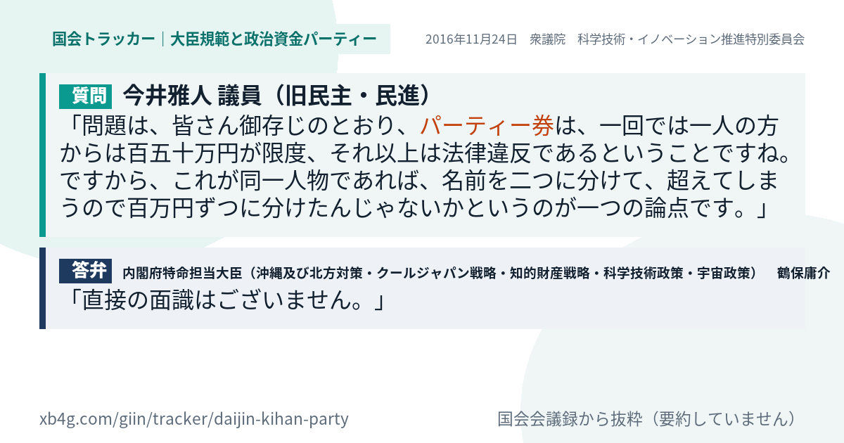 質問と答弁のカード