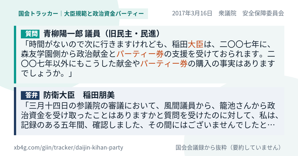 質問と答弁のカード