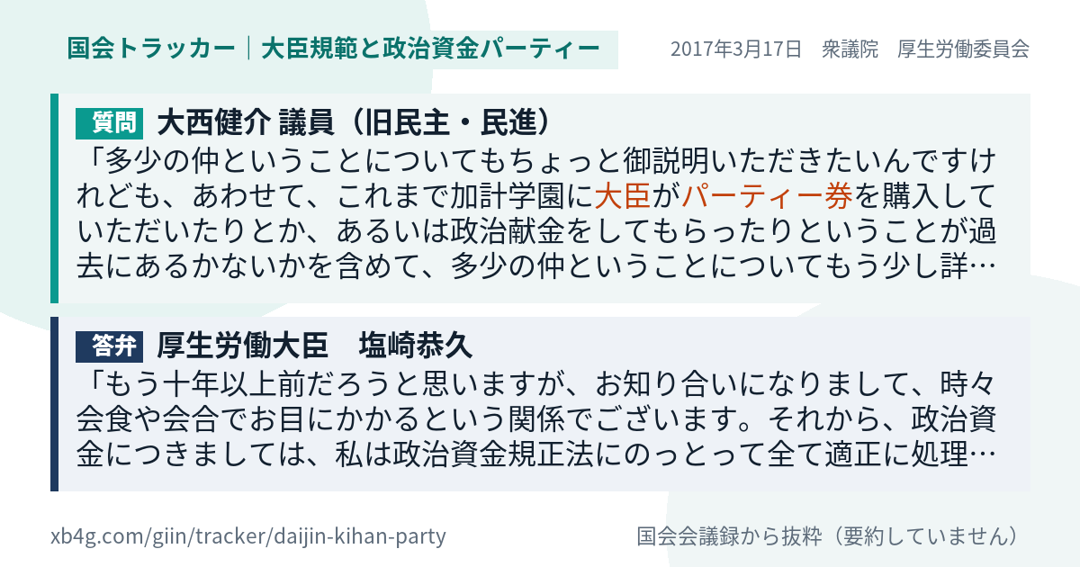 質問と答弁のカード