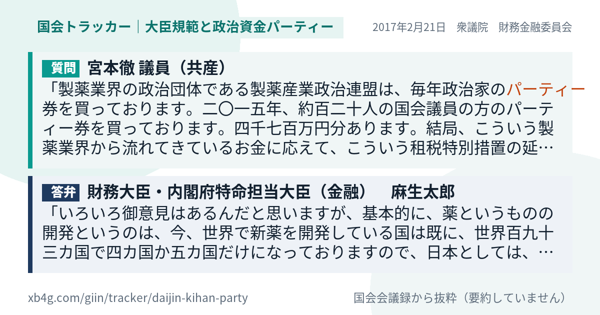 質問と答弁のカード