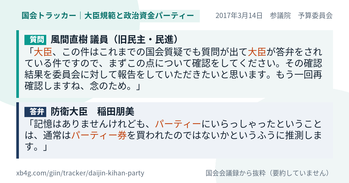 質問と答弁のカード