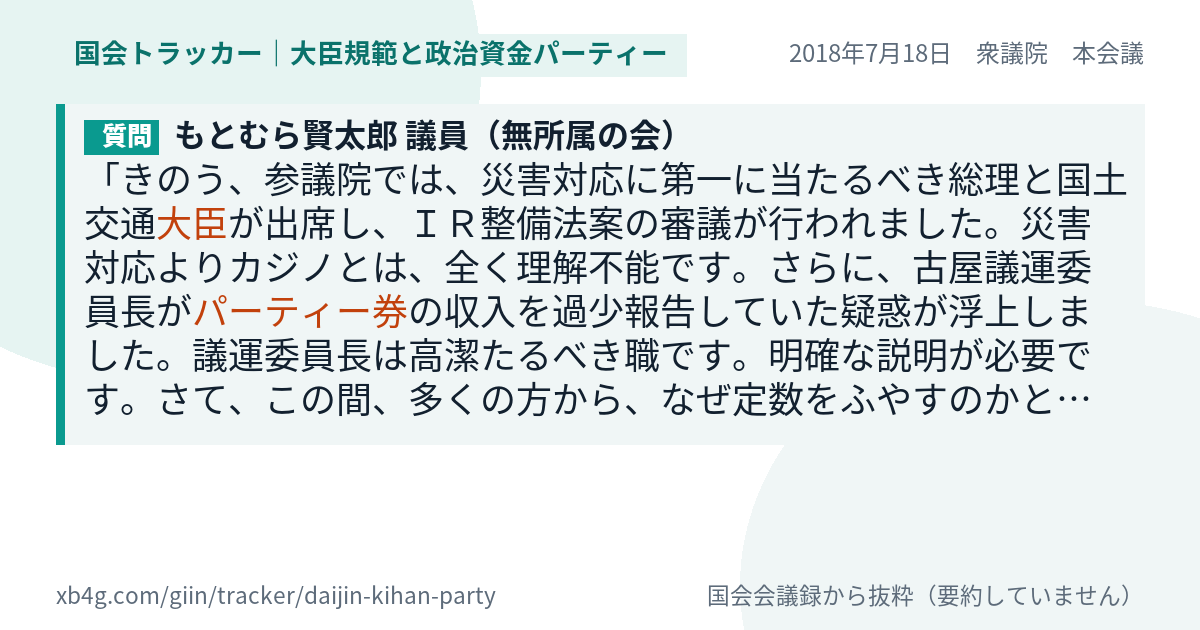 質問と答弁のカード