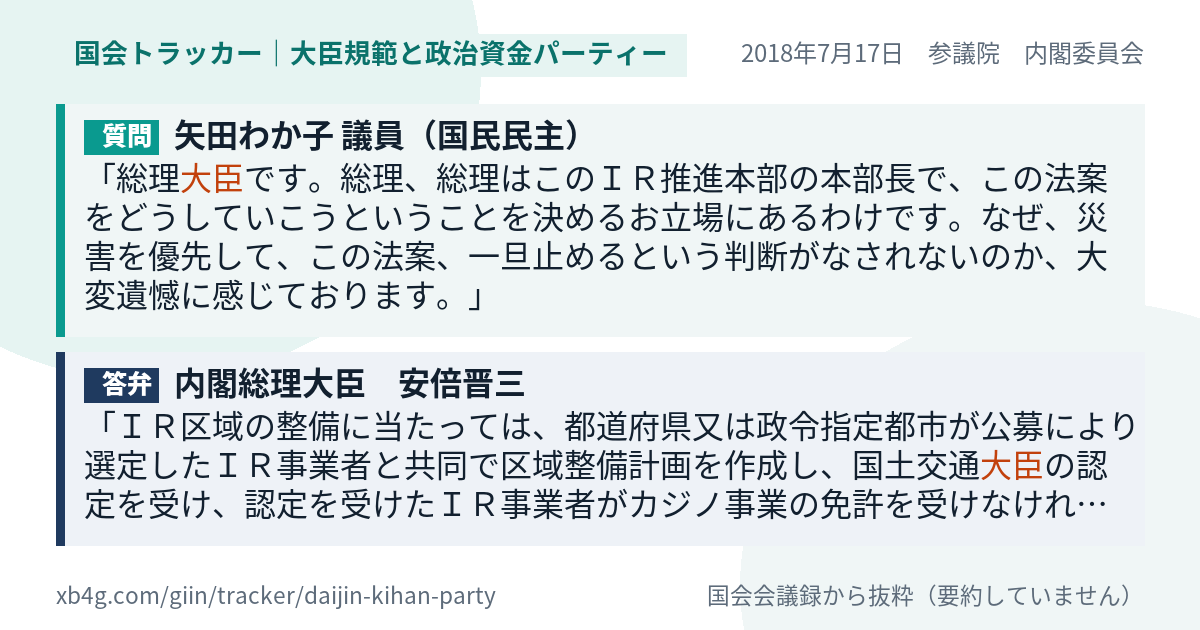 質問と答弁のカード