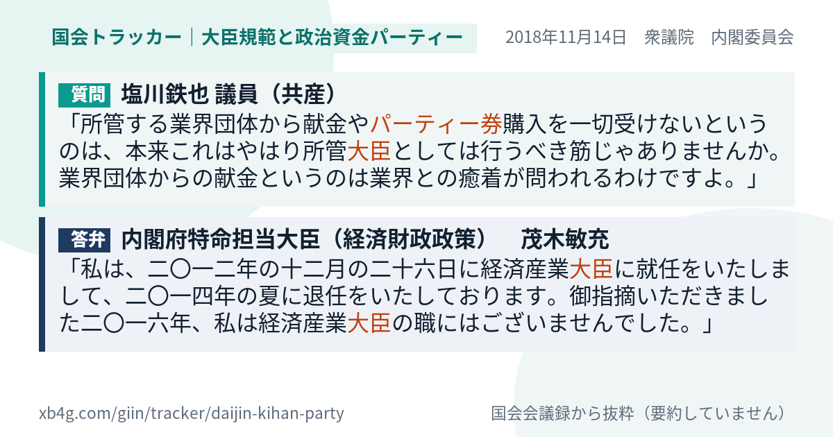 質問と答弁のカード
