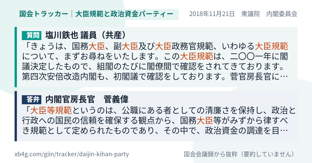 質問と答弁のカード