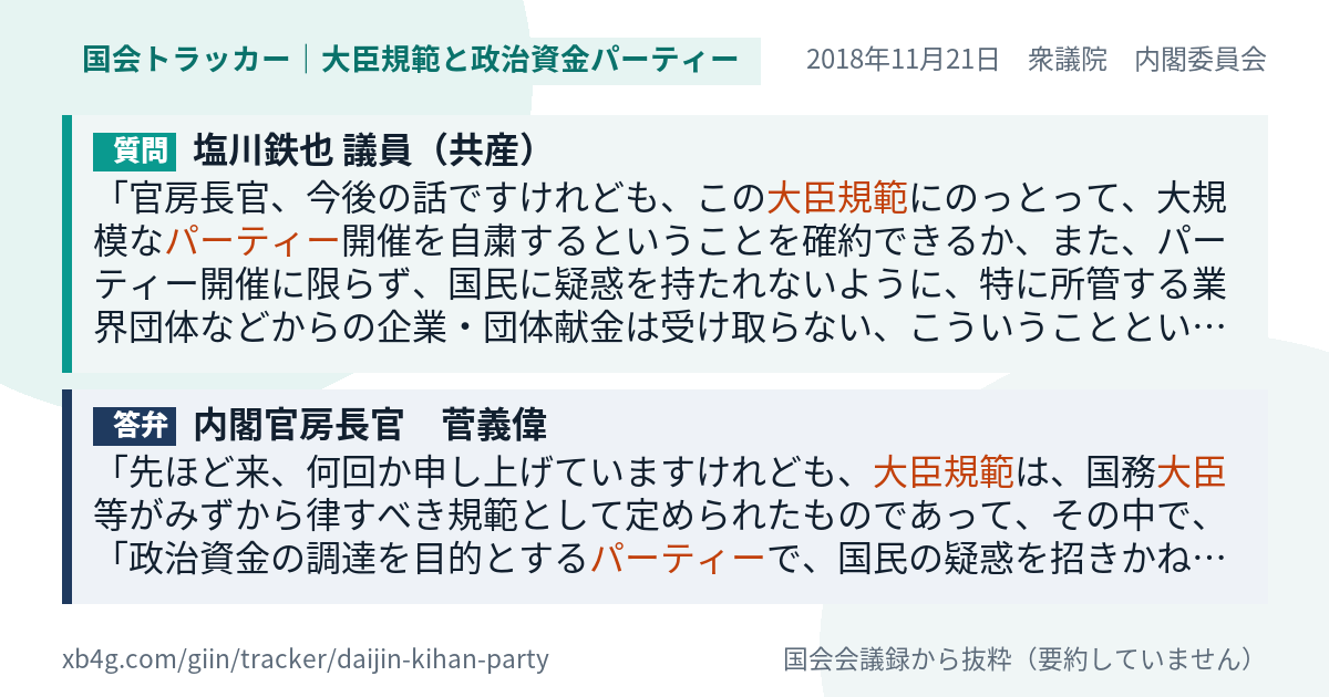 質問と答弁のカード