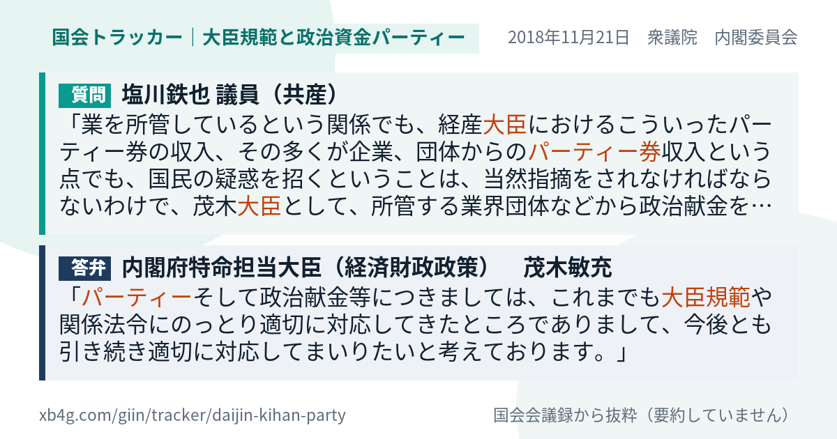 質問と答弁のカード